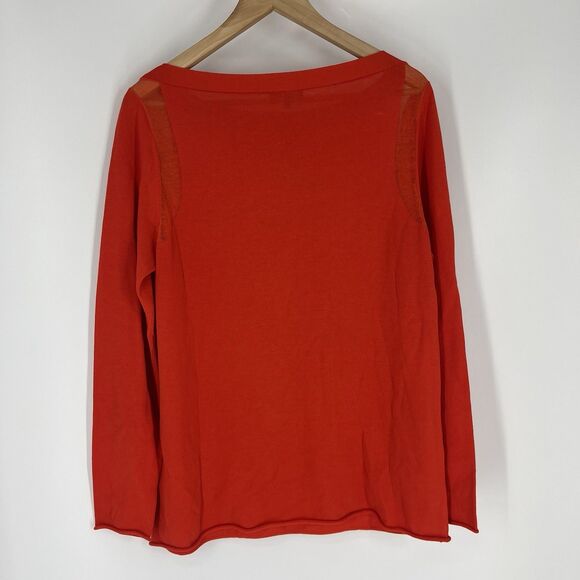 Lafayette 148 New York Sweater Size Large Womens Red Cotton Long Sleeve Boatneck - Picture 5 of 8